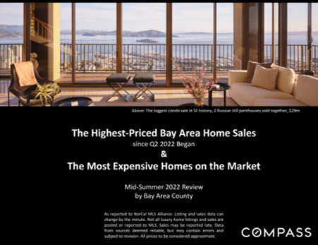 The Highest Priced Bay Area Home Sales Since 2Q22 Began & the Most Expensive Homes on the Market 