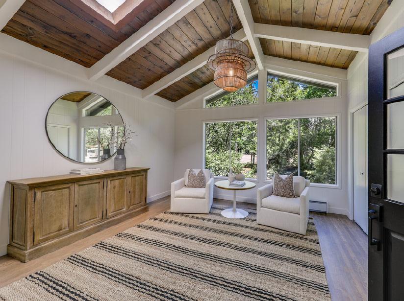 Cozy living room with warm wood accents