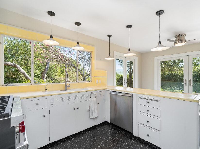 Yellow farmhouse style kitchen